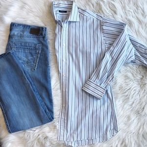 Burberry Men’s button stripped shirt size 15 ½”